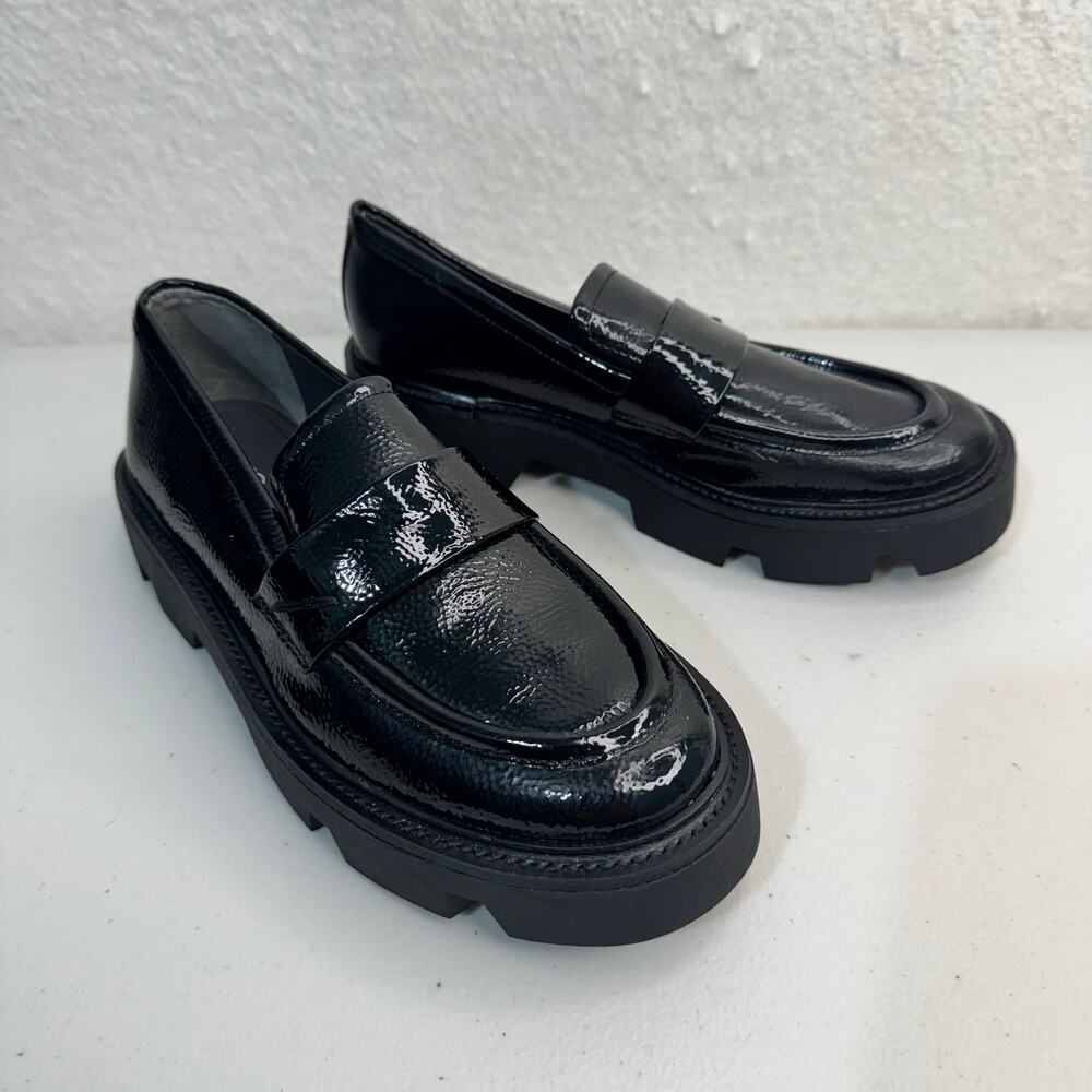Franco Sarto Ream Loafers Faux Patent Leather Round Toe Lugged Platform Size 6.5